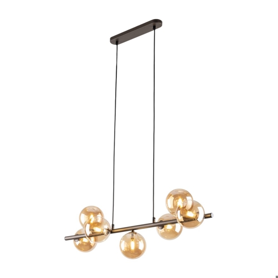 Lampadario moderno sfere vetro ambra per soggiorno